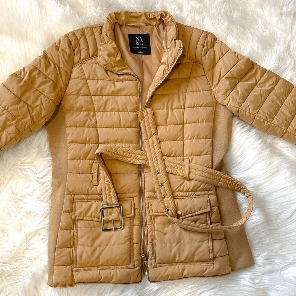Women’s Jackets | New York and Company Quilted Tan Jacket - Picture 2 of 9